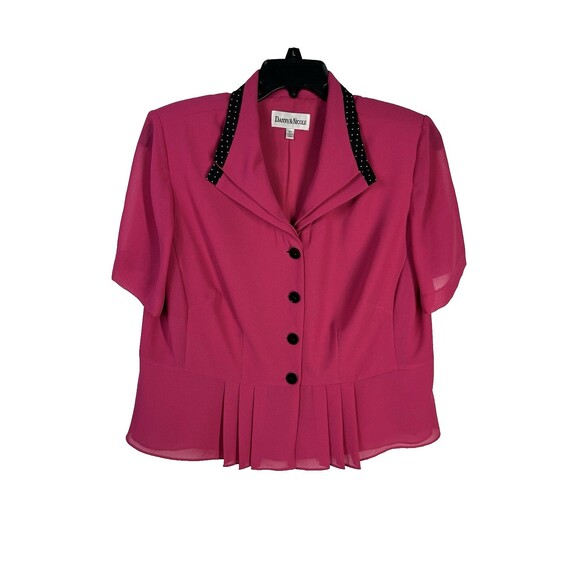 Danny & Nicole Pink Pleated Button Front Career Dress Jacket Size 16W - Picture 1 of 5